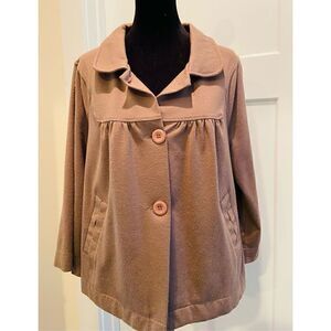 Contact Women's Brown Short Flair Jacket with Large Buttons and Pockets - Large